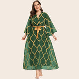 Aovica Women Plus Size Large Maxi Dress 2022 New Summer Elegant Ramadan Long Sleeve Abaya Muslim Party Evening Festival Clothing