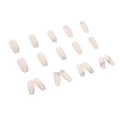 Aovica- 24pcs/box Press On False Nails Cute Nail Art Wearable Point Drill Fake Nails Heart Tips With Wearing Tools