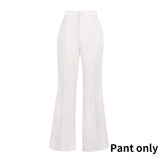Aovica 2022 Elegant Women Blazer Sets Buttons White Wide Leg Pant Suits Fashion Professional Party Office Business Outfits Single Pack