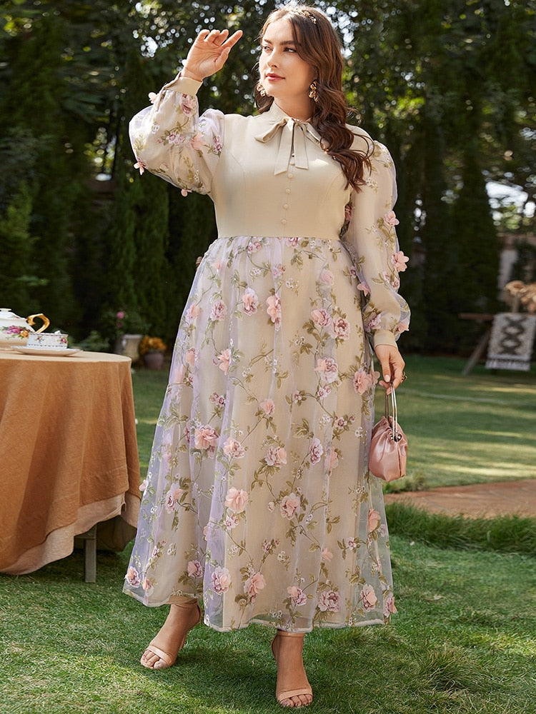 Aovica  2023 Spring Csaual Elegant Plus Size Dresses Women Large Maxi Floral Shirt Pink Long Oversized Evening Party Prom Clothes
