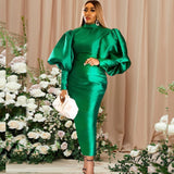 Aovica Elegant Women Dresses Puffy Long Sleeve Slim Fit Bright Sparkly Dress Large Size 3XL Classy Birthday Christmas Celebrity Outfits