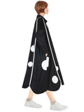 Aovica Early Autumn New Edging Blouse Classic White Bubble Dot Stitching Dresses Long-sleeved Side Slit Black Shirt Dress