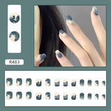 Aovica- Ultra-thin And Ultra-soft Nail Manicures Wearable Nails Wholesale False Nails Ink Dyeing Short Square Fake Nails 24pcs/pack