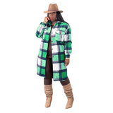 CYDNEE Autumn Winter Women Checked Jacket Casual Turn Down Collar Plaid Female Blends Warm Overcoat Tweed Long Trench Coat