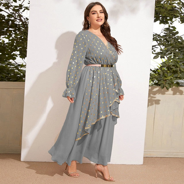 Aovica  2023 Women Chic Elegant Plus Size Large Maxi Dresses Luxury Designer Long Evening Party Oversize Muslim Festival Clothing