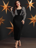 Plus Size Women Dress 2023 Summer Chic And Elegant Party Clothing Lady Maxi Dresses Floral Print Patchwork Black Outfit