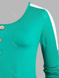 Aovica-Plus Size Lace Trim Two Tone Irregular T-shirt