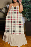 Red White Sexy Casual Print Backless Spaghetti Strap Long Dress Dresses