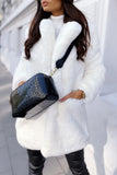 Aovica - White Casual Solid Patchwork Cardigan Turndown Collar Outerwear