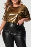 Aovica-Casual Solid Basic O Neck Plus Size Tops