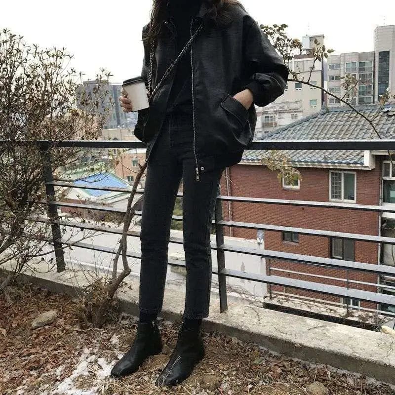 Aovica-Short Korean Style Loose Student Plus Size Slimming Jacket