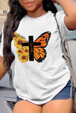 Aovica-African women's clothing Casual Street Print Butterfly Print Patchwork O Neck T-Shirts