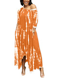 Aovica-Tie Dye Half Sleeve Maxi Dress
