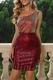 AovicaRed Sexy Party Formal Patchwork Sequins Backless Oblique Collar Sleeveless Dress Dresses