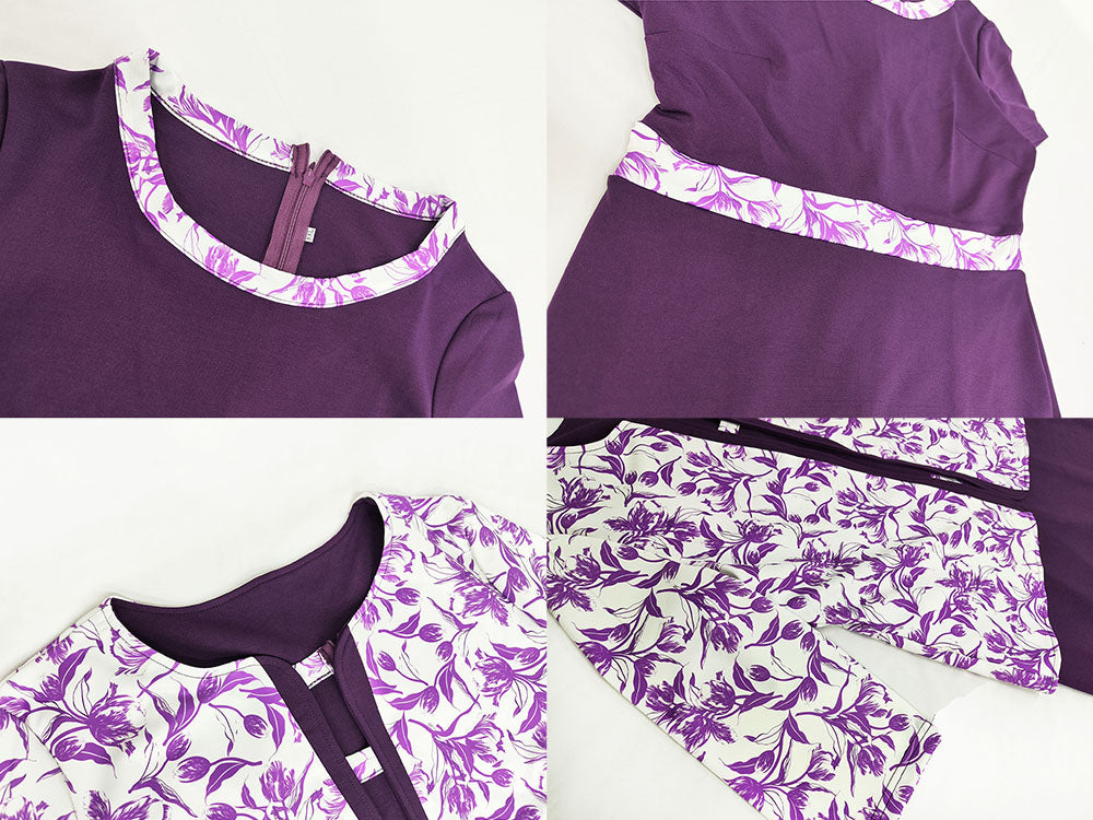 Aovica-Plus Size Two Piece Floral Cardigans & Midi Dresses