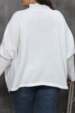 Aovica-White Casual Solid Basic Turtleneck Plus Size Tops