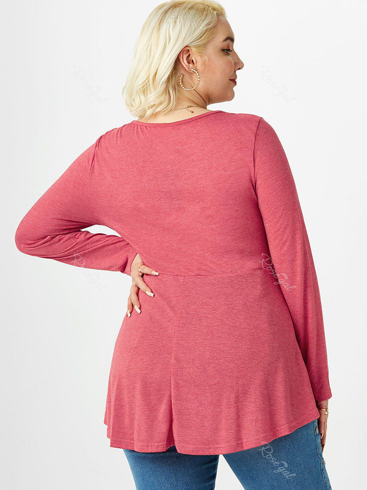 Aovica-Plus Size Cutout D Ring Skirted T-shirt
