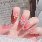 Aovica Sweet Summer Fake Nails Patches Pink Candy Color Press on Nails Women Wearable Nail Art Stickers Full Finished False Nails 24pcs